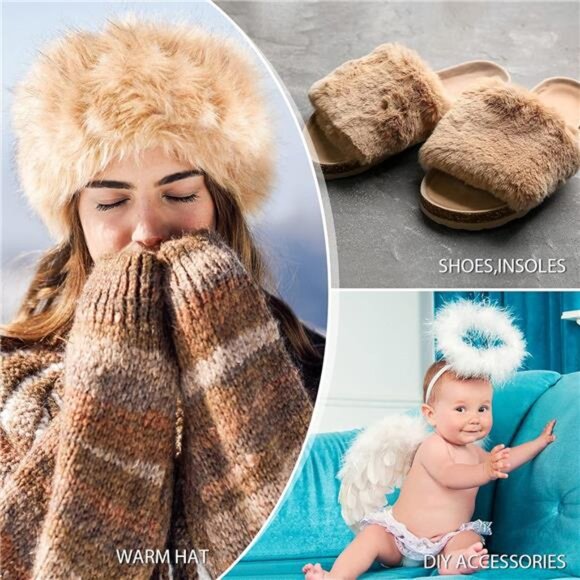 4 Pieces Faux Fox Fur Fabric Shaggy Fur Patches Fabric Trim Ribbon Chair Cover - Picture 12 of 14